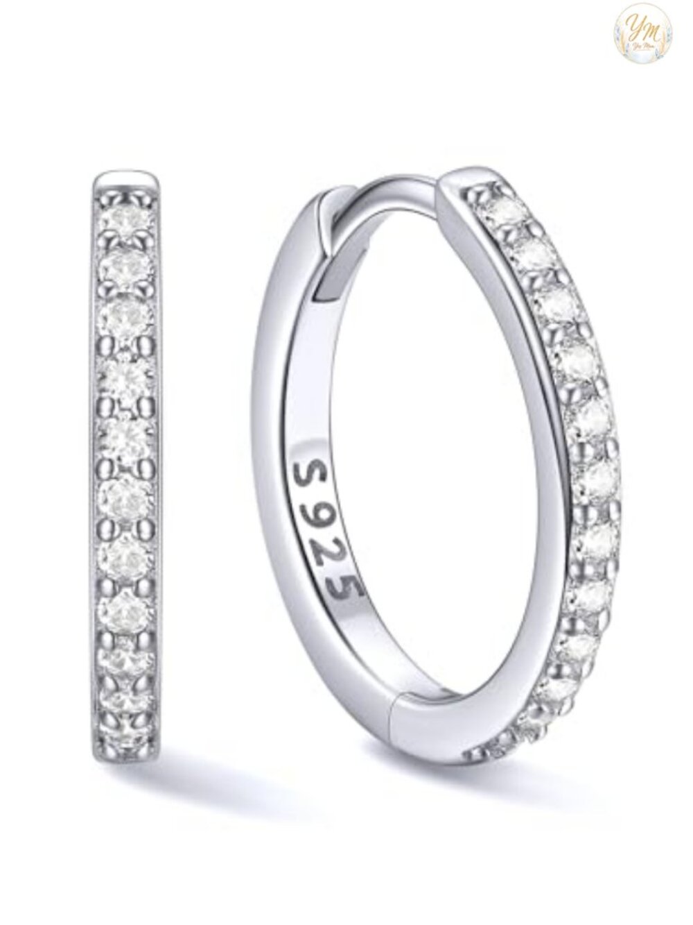 925 Sterling Silver Huggie Hoop Earrings for Women - Cubic Zirconia
